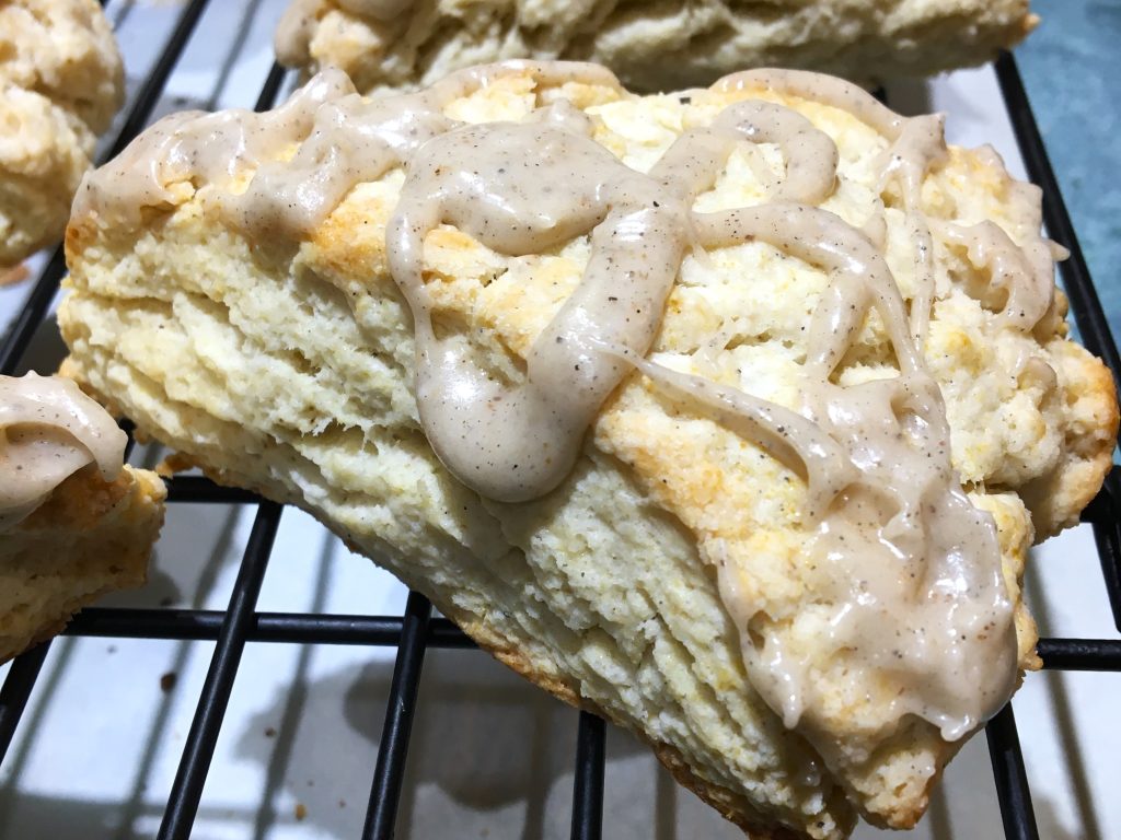 Vanilla cardamom scones with cardamom icing by Crystal Smith.
