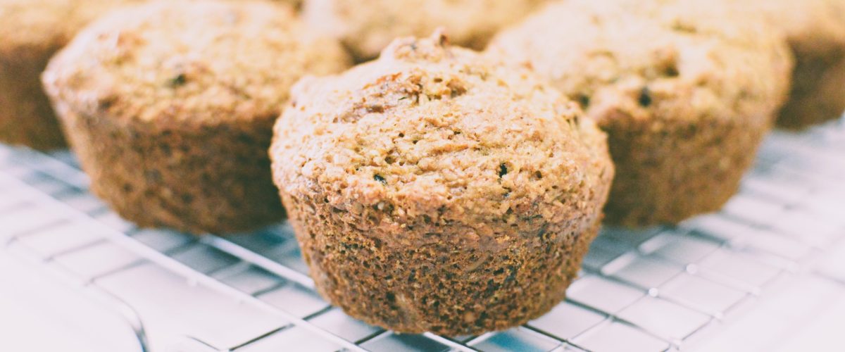 Bran muffins, closeup.